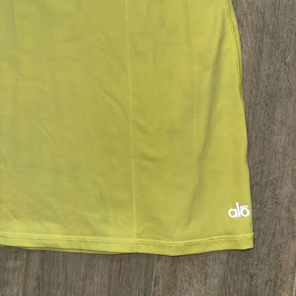 Alo Yoga Neon Yellow Grey Racerback Tennis Athletic Dress Built In Bra Small
